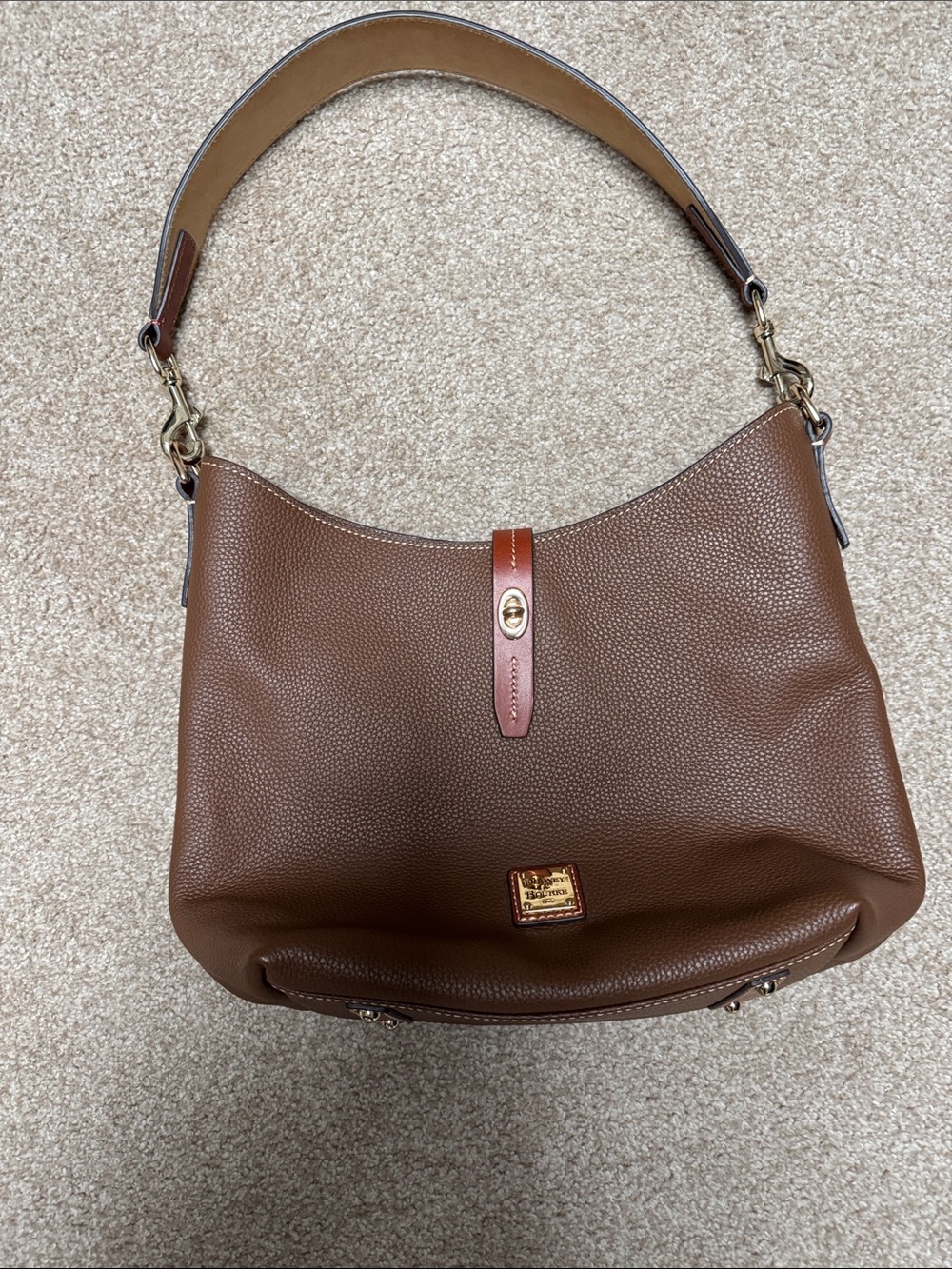 Dooney & Bourke Pebbled Leather Hobo Sac Bag in Bark NWOT